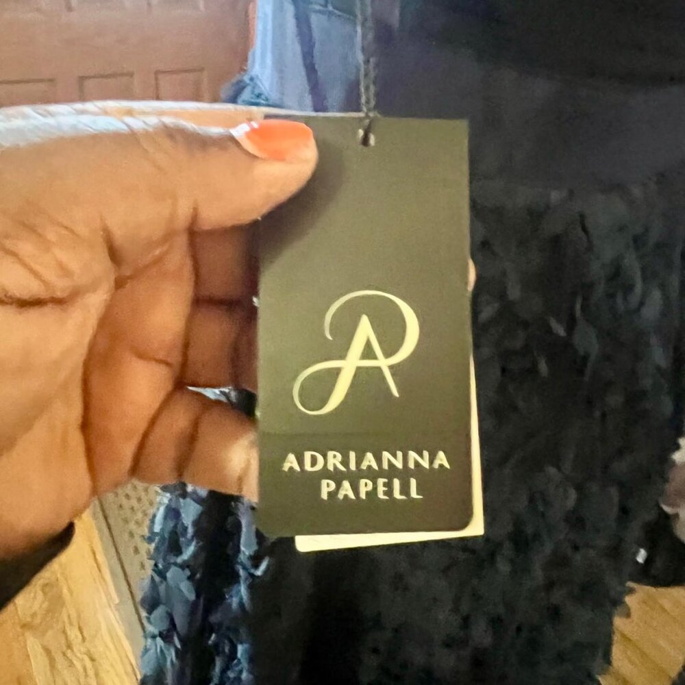 Adrianna Papell Floral Embroidered Illusion Gown - Picture 6 of 16